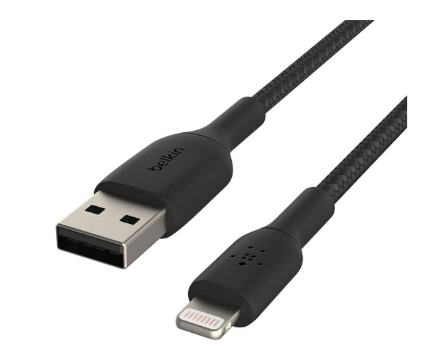 BELKIN Kabel Braided USB- Lightning 15cm czarny CAA002bt0MBK - 1330427 - zdjęcie